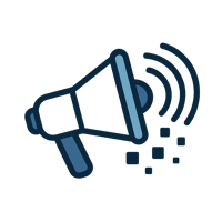 A flat icon of a megaphone emitting digital signals or waves representing vendor promotion and exposure Modern and techthemed suitable for SaaS partnerships