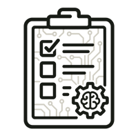 Create a flat vectorstyle icon showing a checklist on a digital tablet or clipboard with an AI circuit pattern subtly integrated into the background Include a checkmark gear or brain symbol to represent readiness and intelligence Use modern techforwa Create a flat vectorstyle icon showing a checklist on a digital tablet or clipboard with an AI circuit pattern subtly integrated into the background Include a checkmark gear or brain symbol to represent readiness and intelligence Use modern techforwa