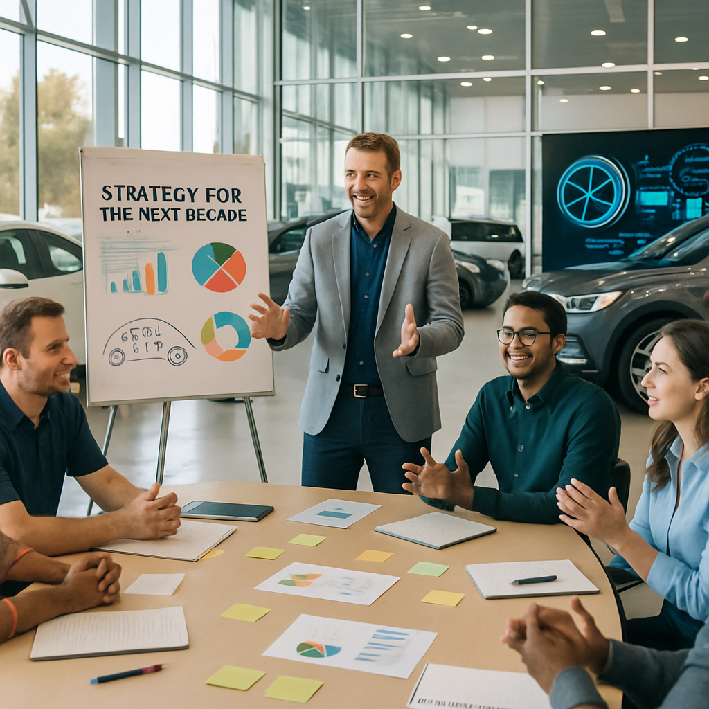 photographic Envision a bustling auto dealership showroom where a diverse group of dealers both eager and seasoned engage in a lively workshop The atm-1